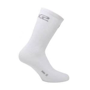 SIX2 Cyklistické ponožky klasické - SHORT LOGO - bílá/šedá/černá 44-47