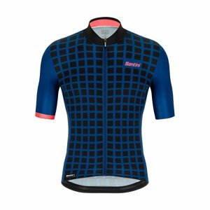 SANTINI Cyklistický dres s krátkým rukávem - MITO GRIDO - modrá/černá/růžová M