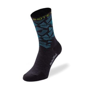 BIOTEX Cyklistické ponožky klasické - MERINO - černá/světle modrá 37-39
