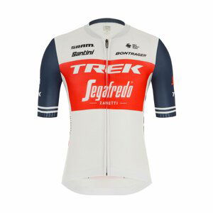 SANTINI Cyklistický dres s krátkým rukávem - TREK SEGAFREDO 2021 - červená/modrá/bílá XL