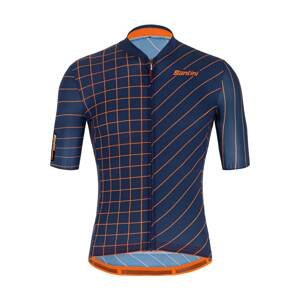 SANTINI Cyklistický dres s krátkým rukávem - SLEEK DINAMO - oranžová/modrá