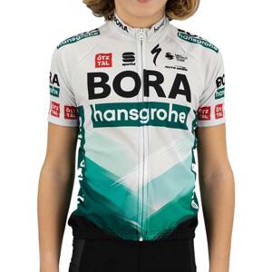 SPORTFUL Cyklistický dres s krátkým rukávem - BORA 2021 KIDS BOH - zelená/šedá