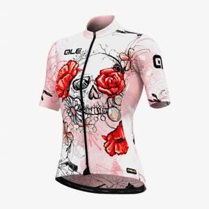 ALÉ Cyklistický dres s krátkým rukávem - SKULL LADY - růžová L