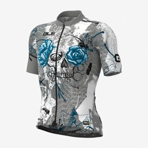 ALÉ Cyklistický dres s krátkým rukávem - SKULL - šedá/světle modrá 2XL