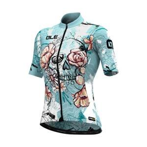 ALÉ Cyklistický dres s krátkým rukávem - SKULL LADY - světle modrá S