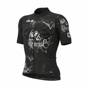 ALÉ Cyklistický dres s krátkým rukávem - SKULL - černá/bílá 2XL