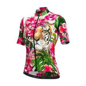 ALÉ Cyklistický dres s krátkým rukávem - TIGER LADY - růžová/zelená M
