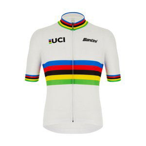 SANTINI Cyklistický dres s krátkým rukávem - UCI WORLD CHAMP ECO - duhová/bílá