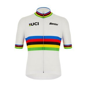 SANTINI Cyklistický dres s krátkým rukávem - UCI WORLD CHAMP ECO - duhová/bílá 5XL