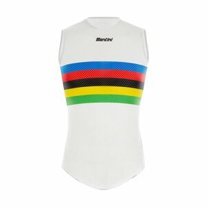 SANTINI Cyklistické triko bez rukávů - UCI RAINBOW - bílá/duhová XL-2XL