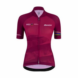 SANTINI Cyklistický dres s krátkým rukávem - UCI WORLD ECO LADY - cyklámenová/bordó XL