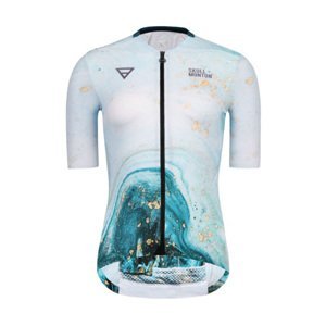 MONTON Cyklistický dres s krátkým rukávem - WATER FLOW LADY - modrá/bílá