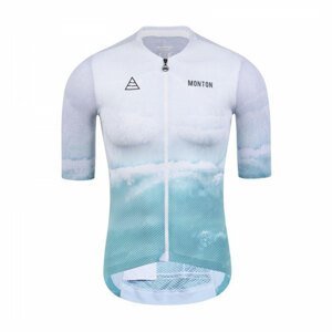 MONTON Cyklistický dres s krátkým rukávem - BEACH  - modrá/bílá