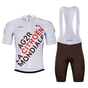 BONAVELO Cyklistický krátký dres a krátké kalhoty - AG2R CITROËN 2022  - modrá/bílá/hnědá