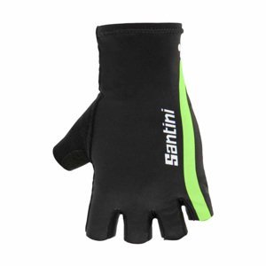 SANTINI Cyklistické rukavice krátkoprsté - X IRONMAN VIS - černá/zelená