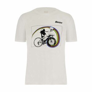 SANTINI Cyklistické triko s krátkým rukávem - TT UCI OFFICIALM - bílá M