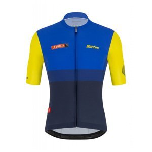 SANTINI Cyklistický dres s krátkým rukávem - LA VUELTA 2021 - žlutá/modrá L