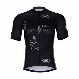 HOLOKOLO Cyklistický dres s krátkým rukávem - BLACK OUT - černá/bílá 2XS