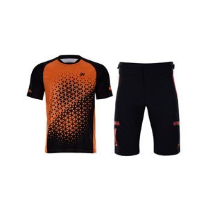 HOLOKOLO Cyklistický MTB dres a kalhoty - DUSK MTB - oranžová/černá