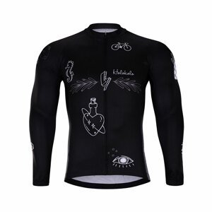HOLOKOLO Cyklistický dres s dlouhým rukávem letní - BLACK OUT SUMMER - bílá/černá