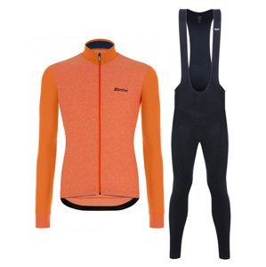 SANTINI Cyklistický zimní dres a kalhoty - COLORE PURO WINTER - oranžová/černá