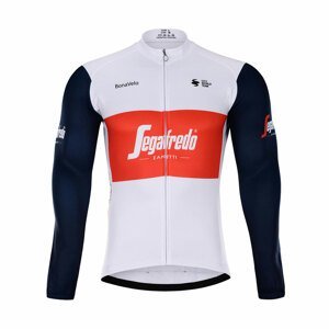 BONAVELO Cyklistický dres s dlouhým rukávem zimní - TREK 2021 WINTER - bílá/modrá/červená L