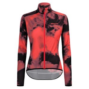 SANTINI Cyklistická větruodolná bunda - NEBULA STORM LADY - růžová/světle modrá XL