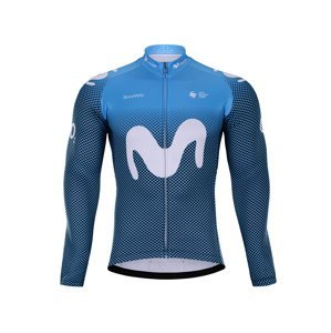 BONAVELO Cyklistický dres s dlouhým rukávem zimní - MOVISTAR 2021 WINTER - modrá/bílá