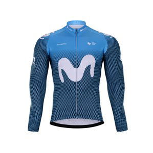 BONAVELO Cyklistický dres s dlouhým rukávem zimní - MOVISTAR 2021 WINTER - bílá/modrá M
