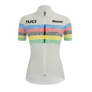 SANTINI Cyklistický dres s krátkým rukávem - UCI WORLD 100 LADY - duhová/bílá S