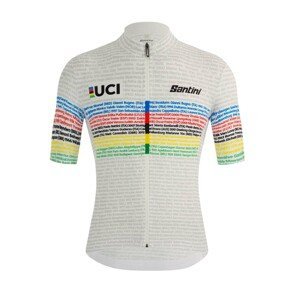 SANTINI Cyklistický dres s krátkým rukávem - UCI WORLD CHAMP 100 - bílá/duhová L