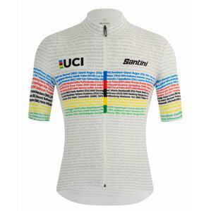 SANTINI Cyklistický dres s krátkým rukávem - UCI WORLD CHAMP 100 - duhová/bílá XL
