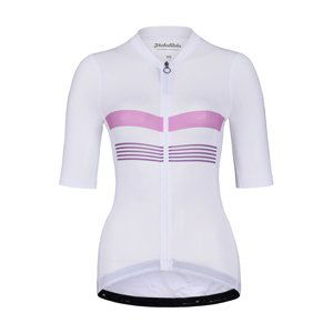 HOLOKOLO Cyklistický dres s krátkým rukávem - SPORTY LADY - bílá/růžová S