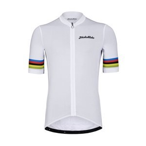 HOLOKOLO Cyklistický dres s krátkým rukávem - RAINBOW - bílá S