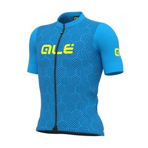 ALÉ Cyklistický dres s krátkým rukávem - CROSS - světle modrá/žlutá