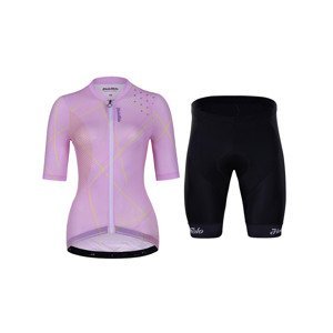 HOLOKOLO Cyklistický krátký dres a krátké kalhoty - SPARKLE LADY - černá/růžová
