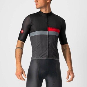 CASTELLI Cyklistický dres s krátkým rukávem - A BLOCCO - černá/šedá/červená 3XL