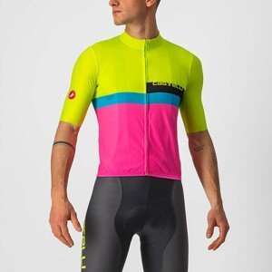 CASTELLI Cyklistický dres s krátkým rukávem - A BLOCCO  - růžová/černá/žlutá/modrá 2XL