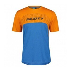 SCOTT Cyklistický dres s krátkým rukávem - TRAIL FLOW DRI SS - oranžová/modrá L