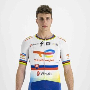 SPORTFUL Cyklistický dres s krátkým rukávem - TOTAL ENERGIES 2022 - bílá/žlutá/modrá/oranžová