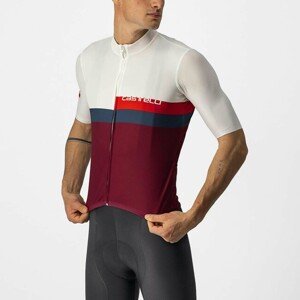 CASTELLI Cyklistický dres s krátkým rukávem - A BLOCCO - béžová/modrá/bordó/červená L