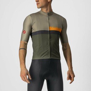 CASTELLI Cyklistický dres s krátkým rukávem - A BLOCCO - oranžová/šedá/zelená M