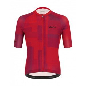 SANTINI Cyklistický dres s krátkým rukávem - KARMA KINETIC - červená/bordó 3XL