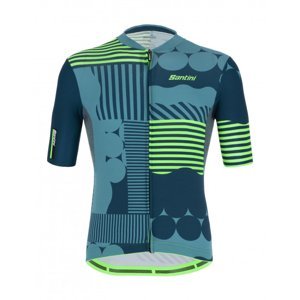 SANTINI Cyklistický dres s krátkým rukávem - DELTA OPTIC - zelená/modrá 3XL