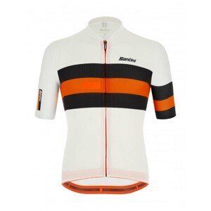 SANTINI Cyklistický dres s krátkým rukávem - SLEEK BENGAL - bílá/oranžová/černá M