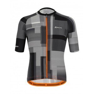 SANTINI Cyklistický dres s krátkým rukávem - KARMA KINETIC - černá/bílá/oranžová S