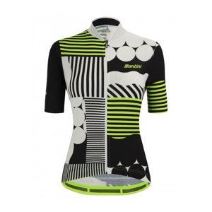 SANTINI Cyklistický dres s krátkým rukávem - GIADA OPTIC LADY - bílá/žlutá/černá 2XL