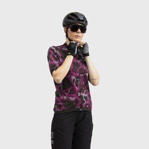 ALÉ Cyklistický dres s krátkým rukávem - WOODLAND GRAVEL LADY - růžová/fialová/černá