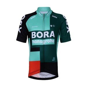 BONAVELO Cyklistický dres s krátkým rukávem - BORA 2022 KIDS - zelená/černá/červená