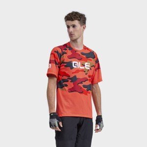 ALÉ Cyklistický dres s krátkým rukávem - STAIN OFF ROAD MTB - hnědá/šedá/červená XL